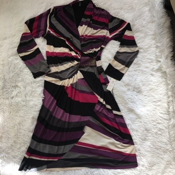 Sharon Max Multicolor long sleeve wrap dress Large - Picture 5 of 15
